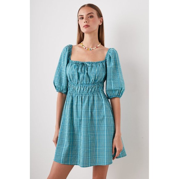 RAILS Brenda Check Cotton Blend Mini dress Size L - Picture 4 of 13